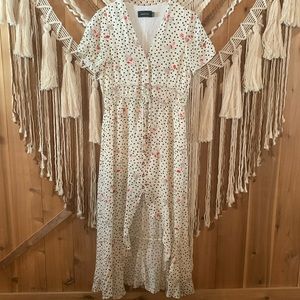 Mink Pink High Navy Floral Polka Dot Dress Size Medium